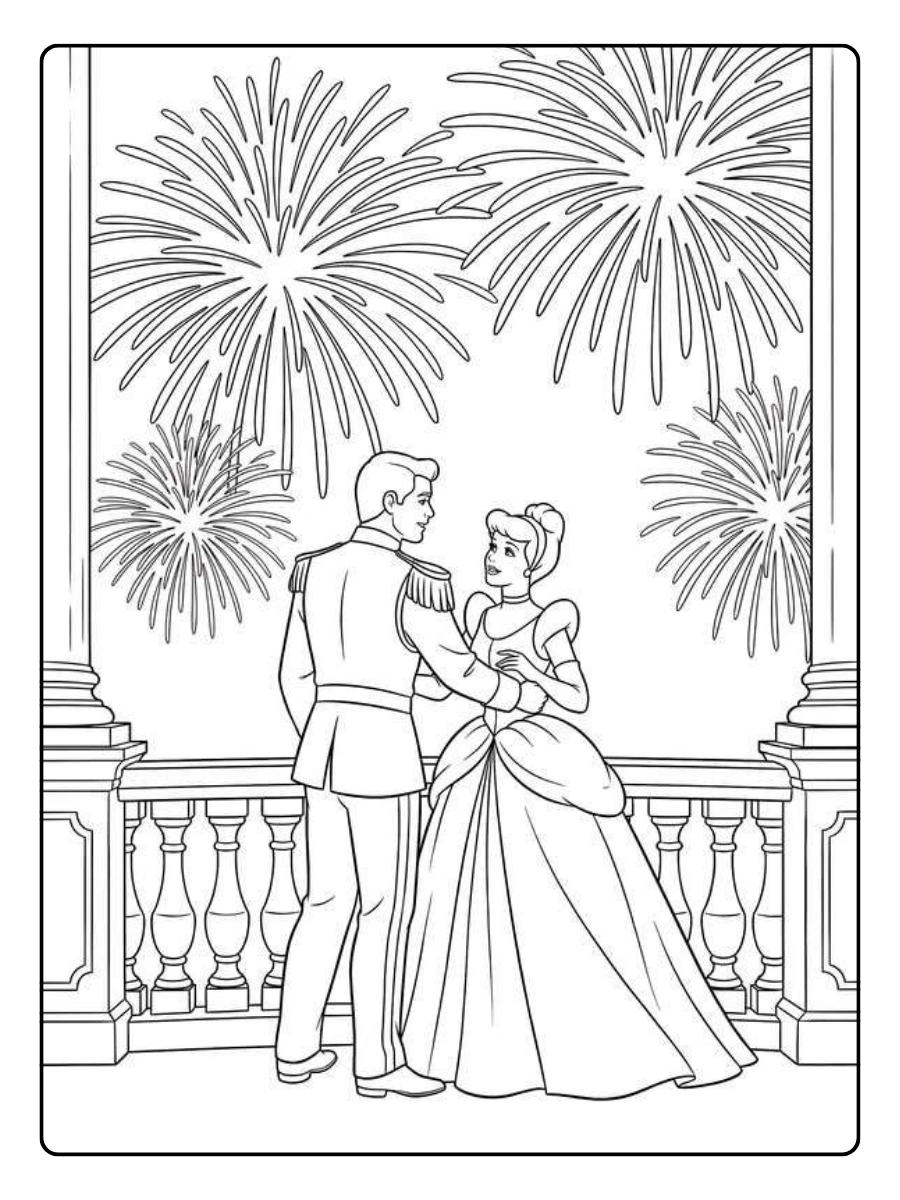 Cendrillon coloriage danse au bal