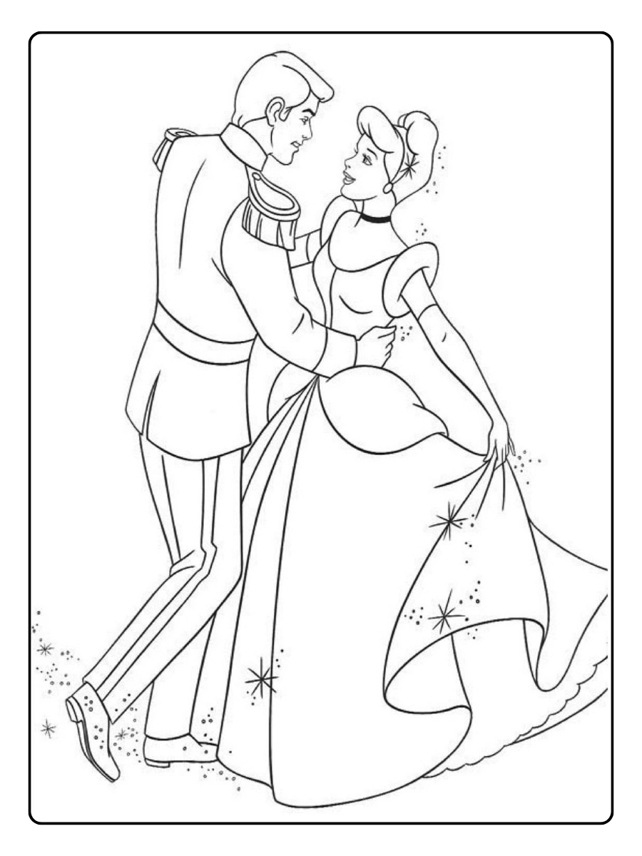 Cendrillon coloriage noir et blanc