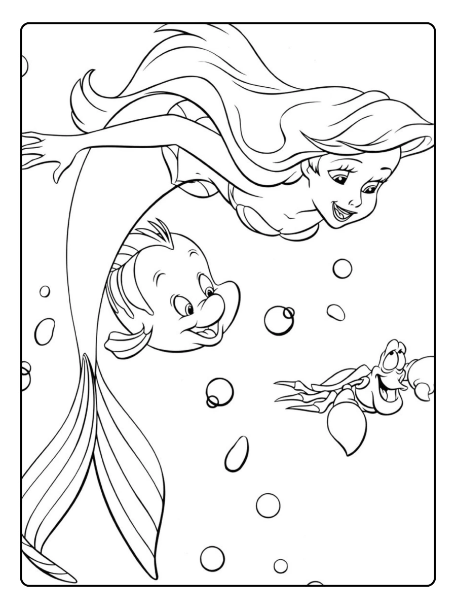 Coloriage Ariel avec Polochon