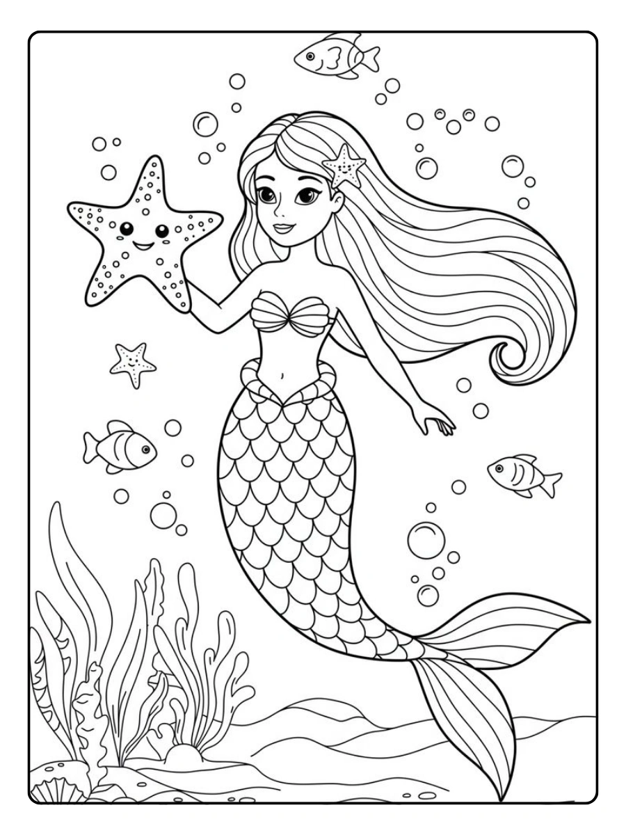 Coloriage Ariel conte de fées