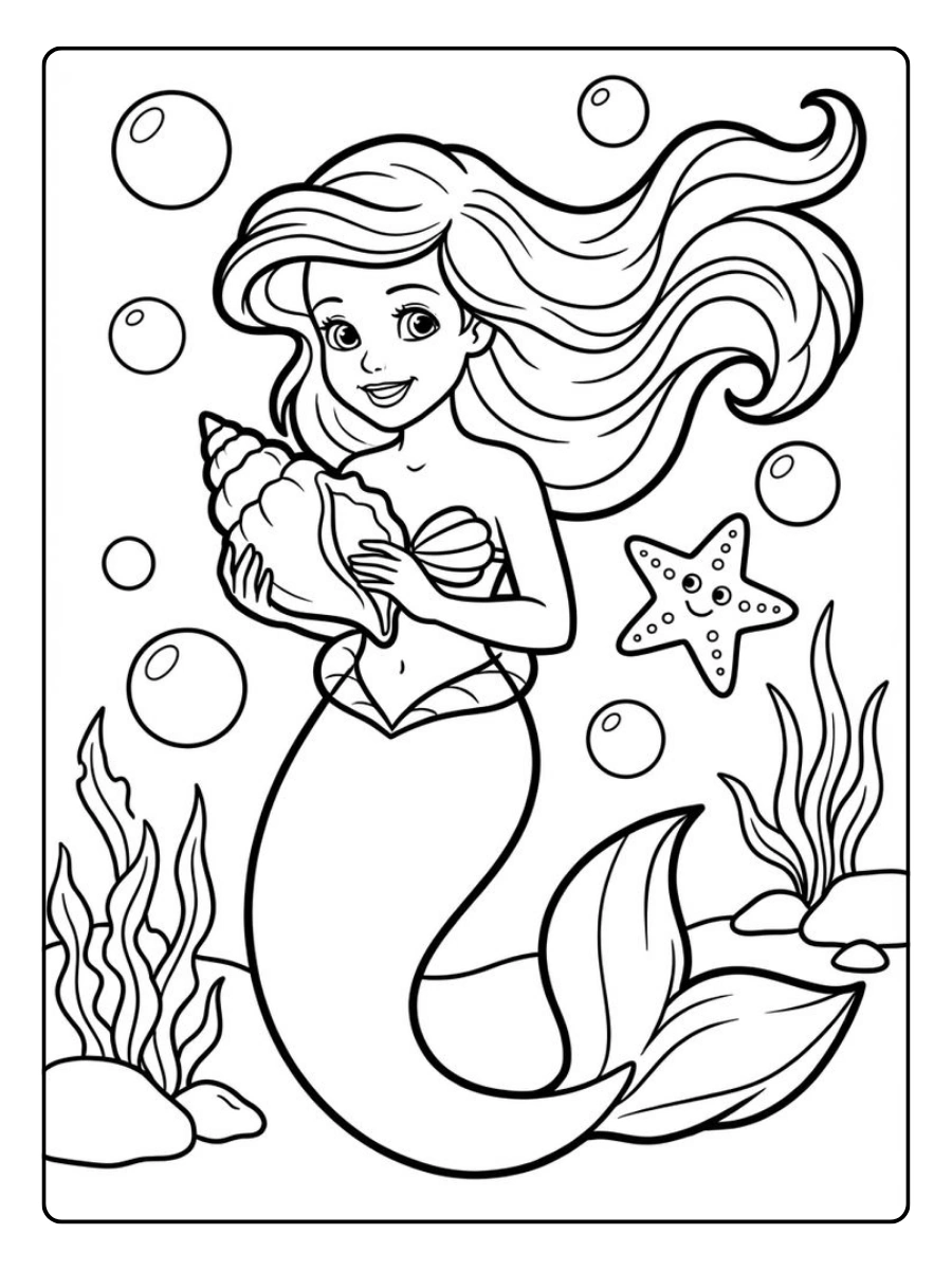 Coloriage Ariel pour maternelle