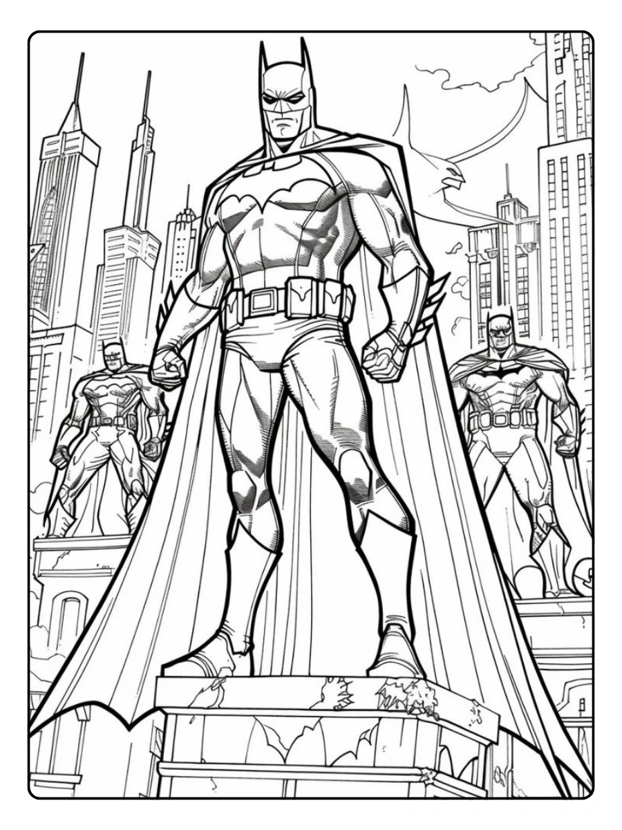 Coloriage Batman avec Batmobile