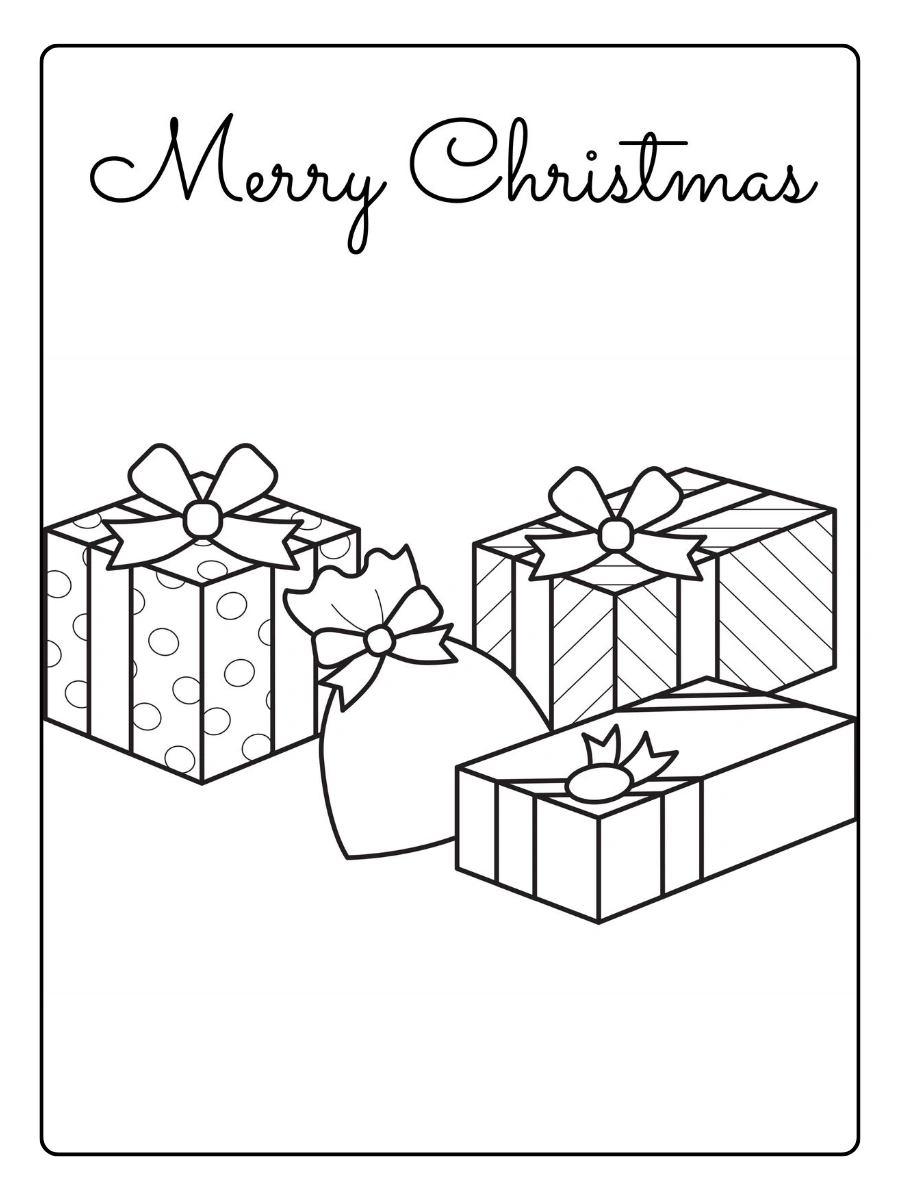 Coloriage Cadeaux de Noël kawaii