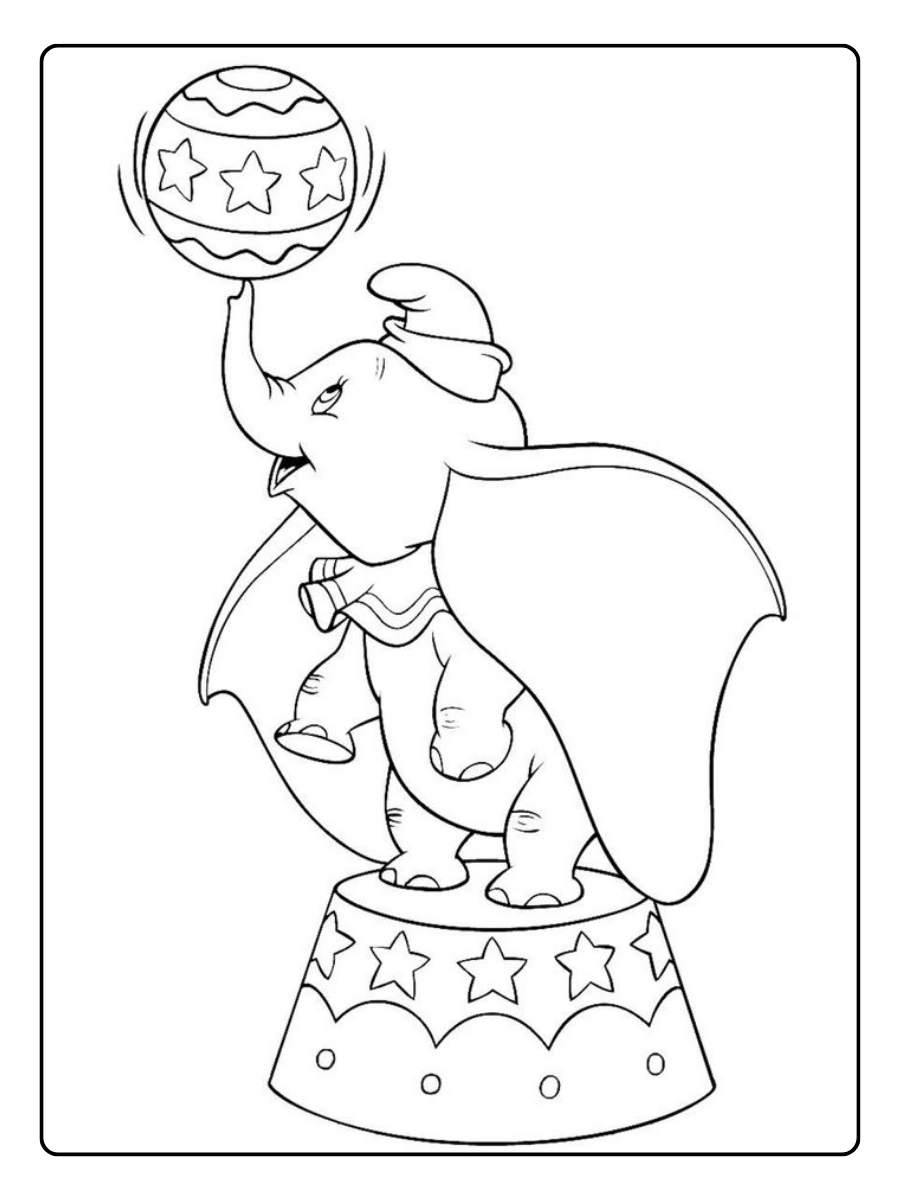 Coloriage Disney Dumbo volant avec grandes oreilles