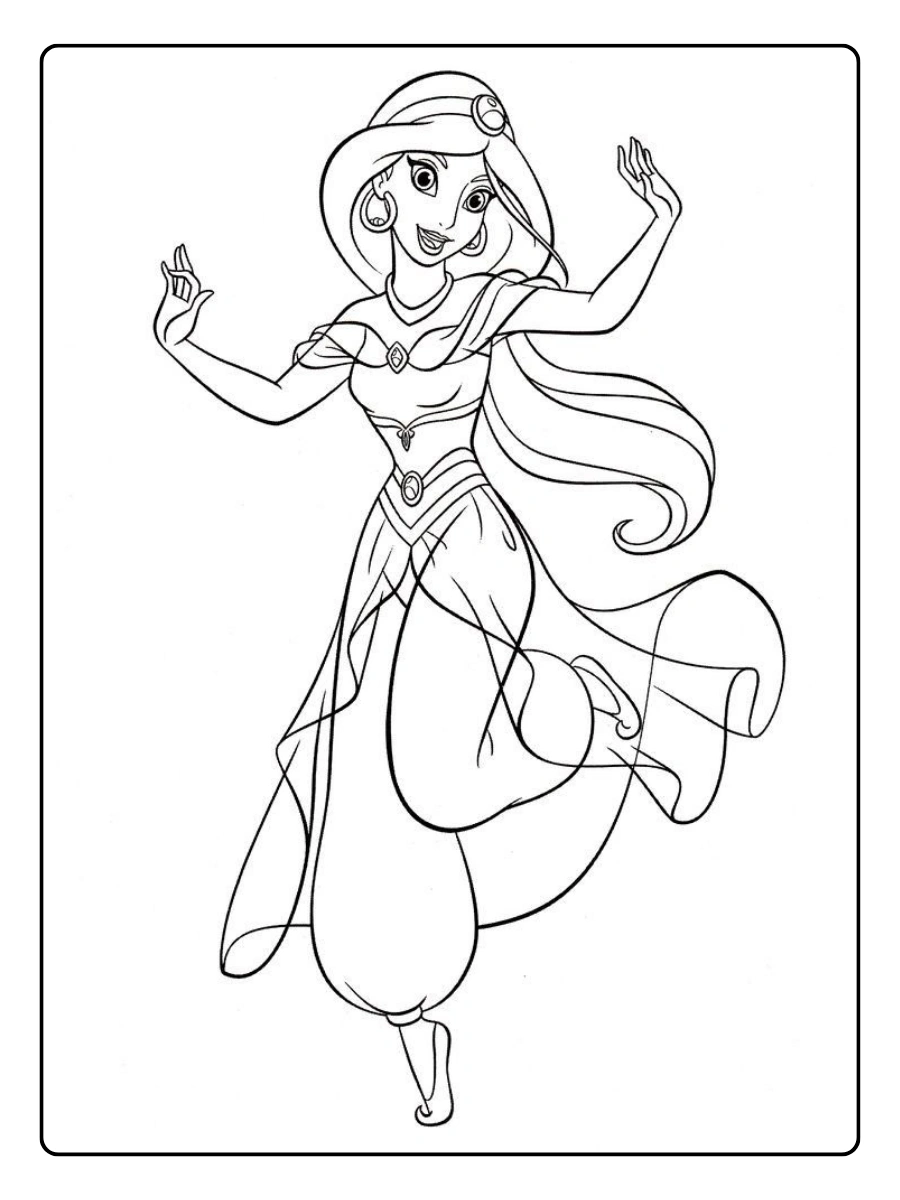 Coloriage Disney Princesse Jasmine à imprimer PDF
