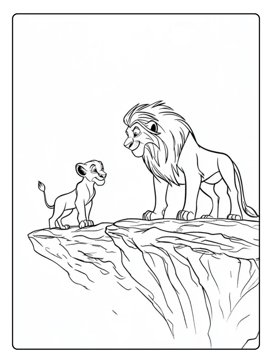 Coloriage Disney Simba Le Roi Lion facile à colorier