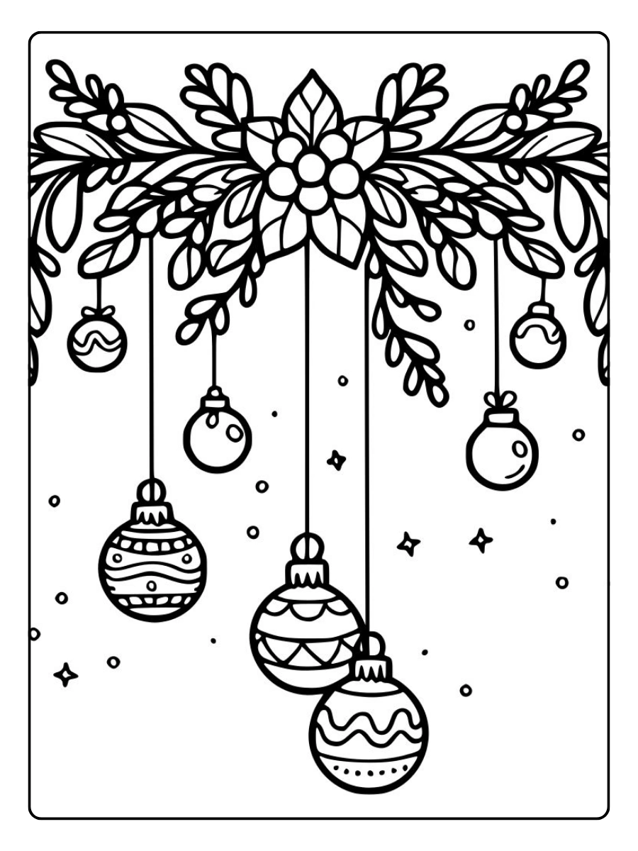 Coloriage Guirlande de Noël kawaii