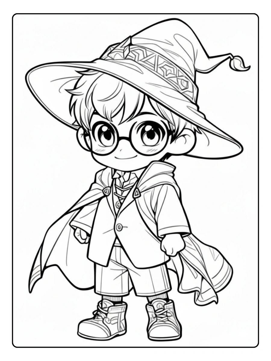 Coloriage Harry Potter kawaii à découper