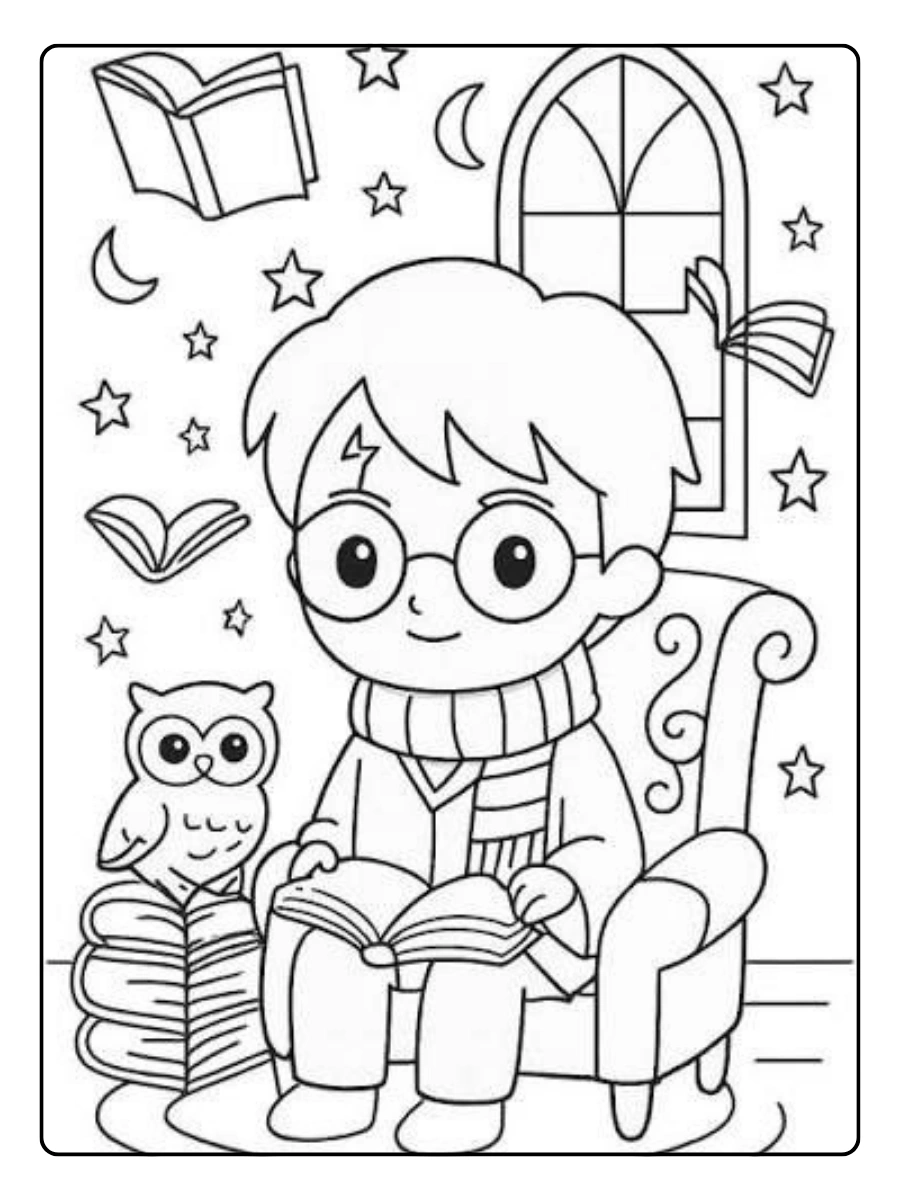 Coloriage Harry Potter kawaii chibi