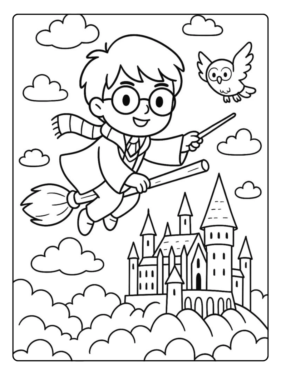 Coloriage Harry Potter kawaii simple