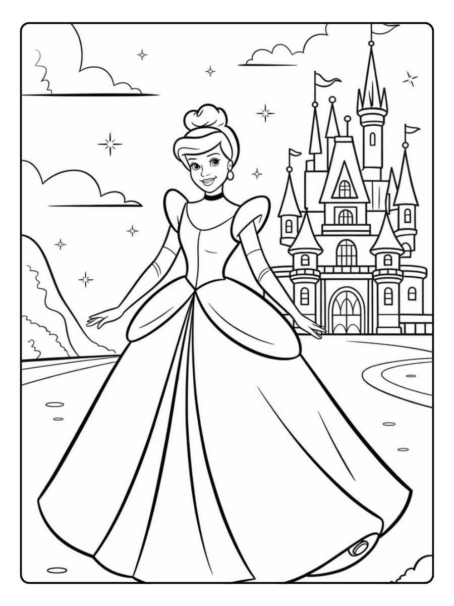 Coloriage Kawaii Disney Princesse Cendrillon
