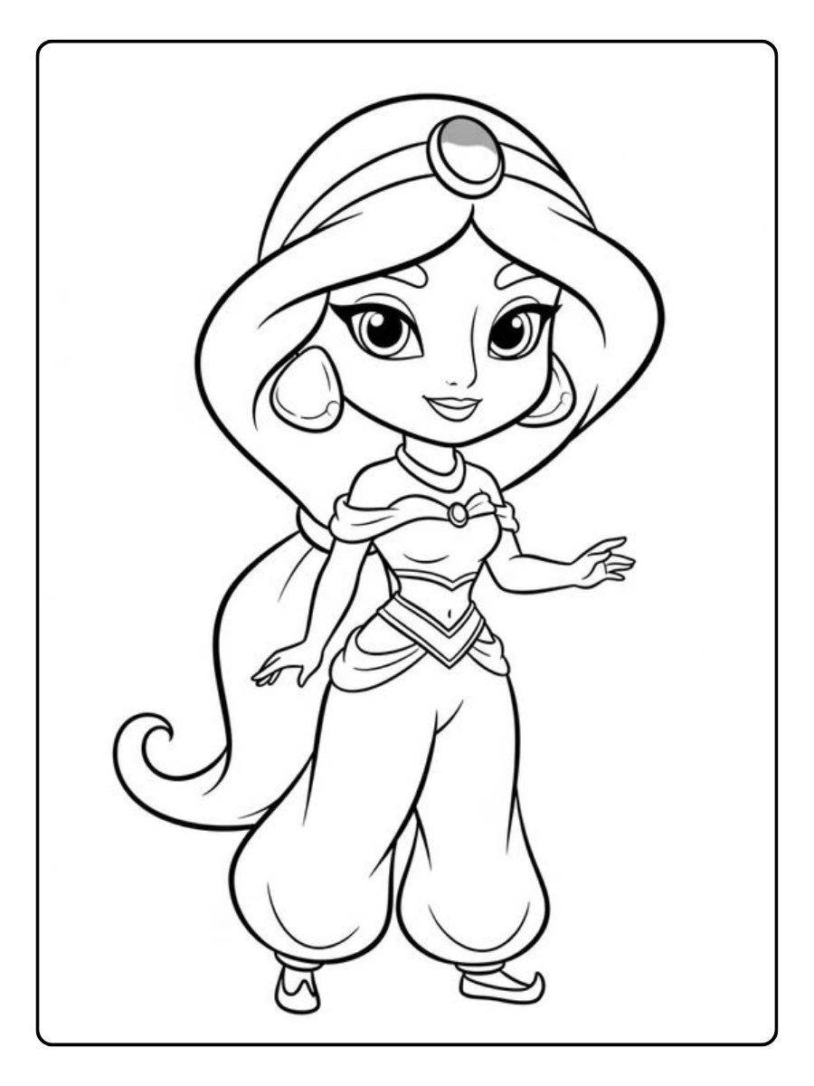 Coloriage Kawaii Disney Princesse Jasmine