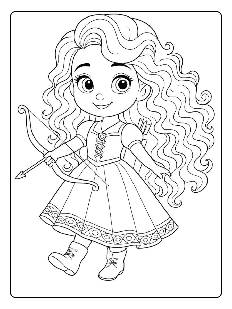 Coloriage Kawaii Disney Princesse Mérida