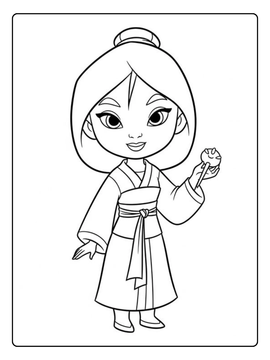 Coloriage Kawaii Disney Princesse Mulan
