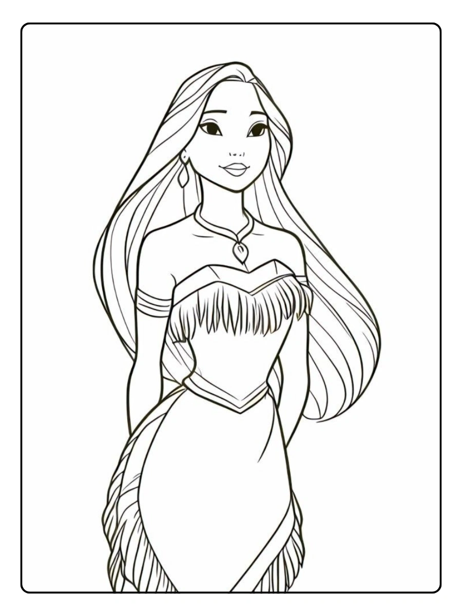 Coloriage Kawaii Disney Princesse Pocahontas