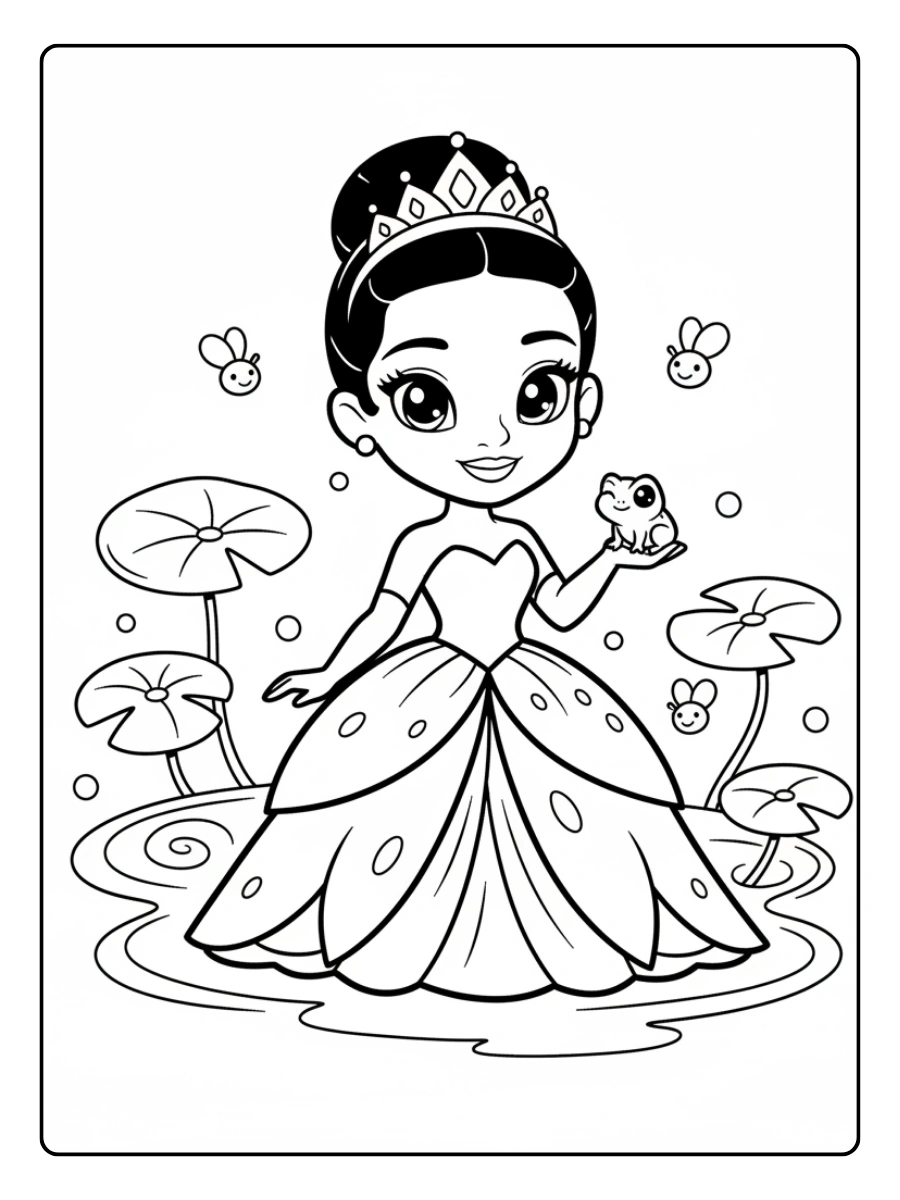 Coloriage Kawaii Disney Princesse Tiana