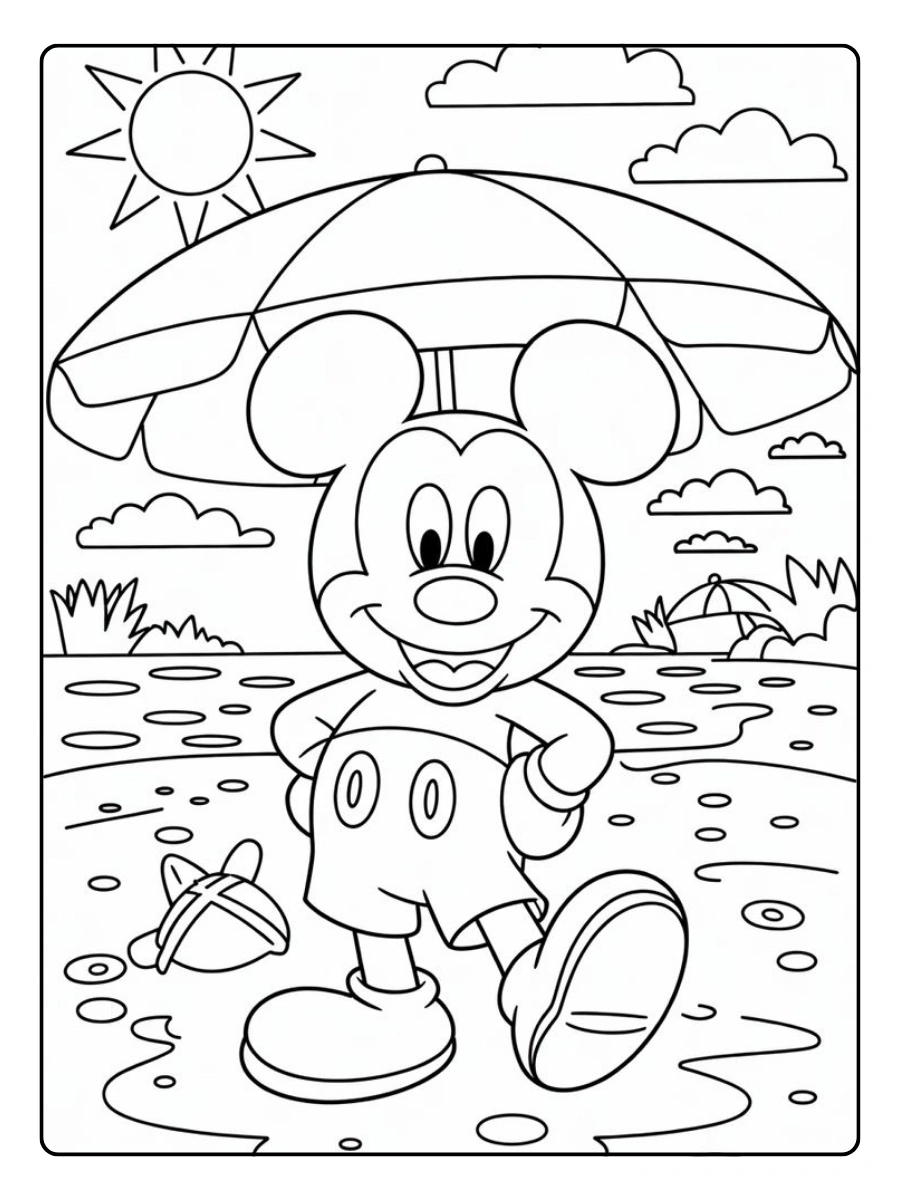 Coloriage Mickey en vacances