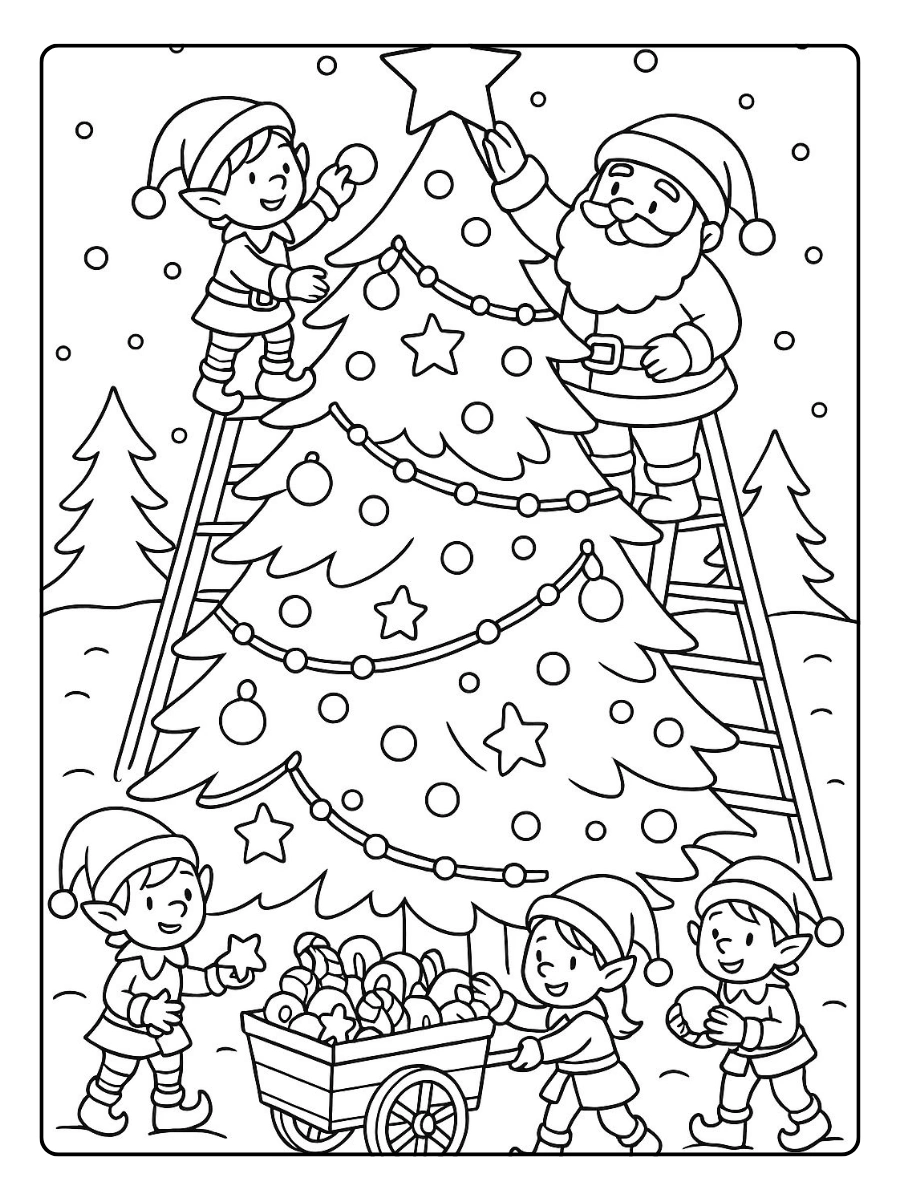 Coloriage Noël kawaii facile