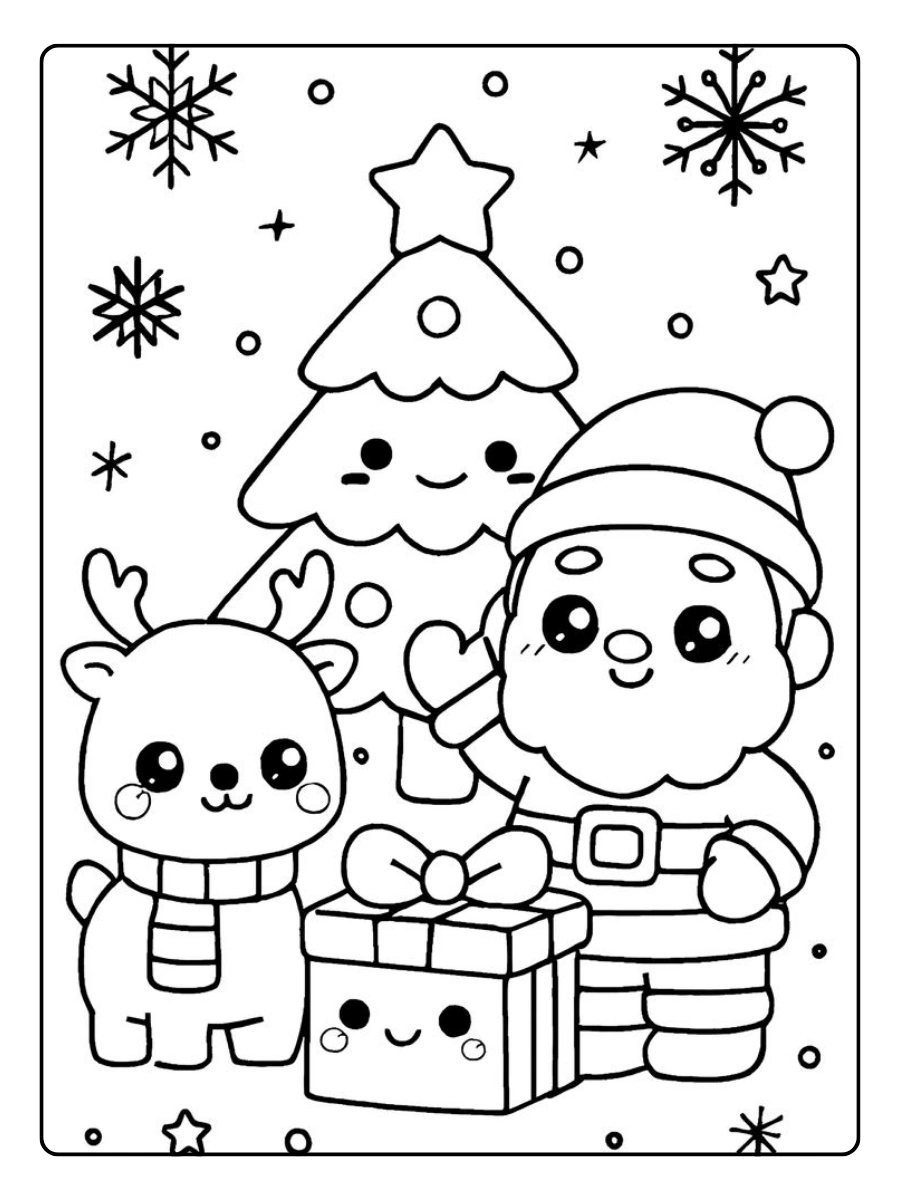 Coloriage Noël kawaii simple