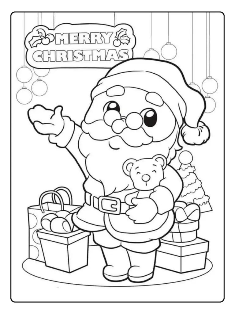 Coloriage Père Noël kawaii