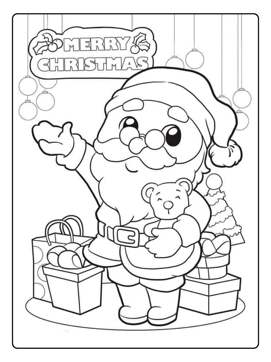 Coloriage Père Noël kawaii