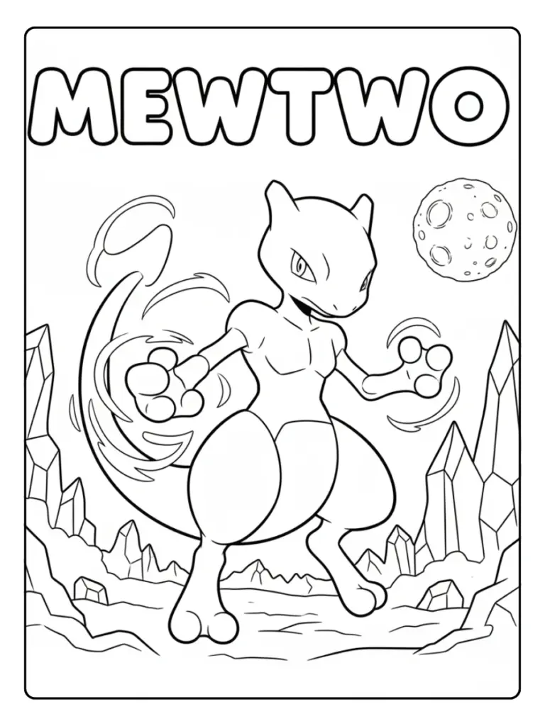 Coloriage Pokémon Légendaire Mewtwo