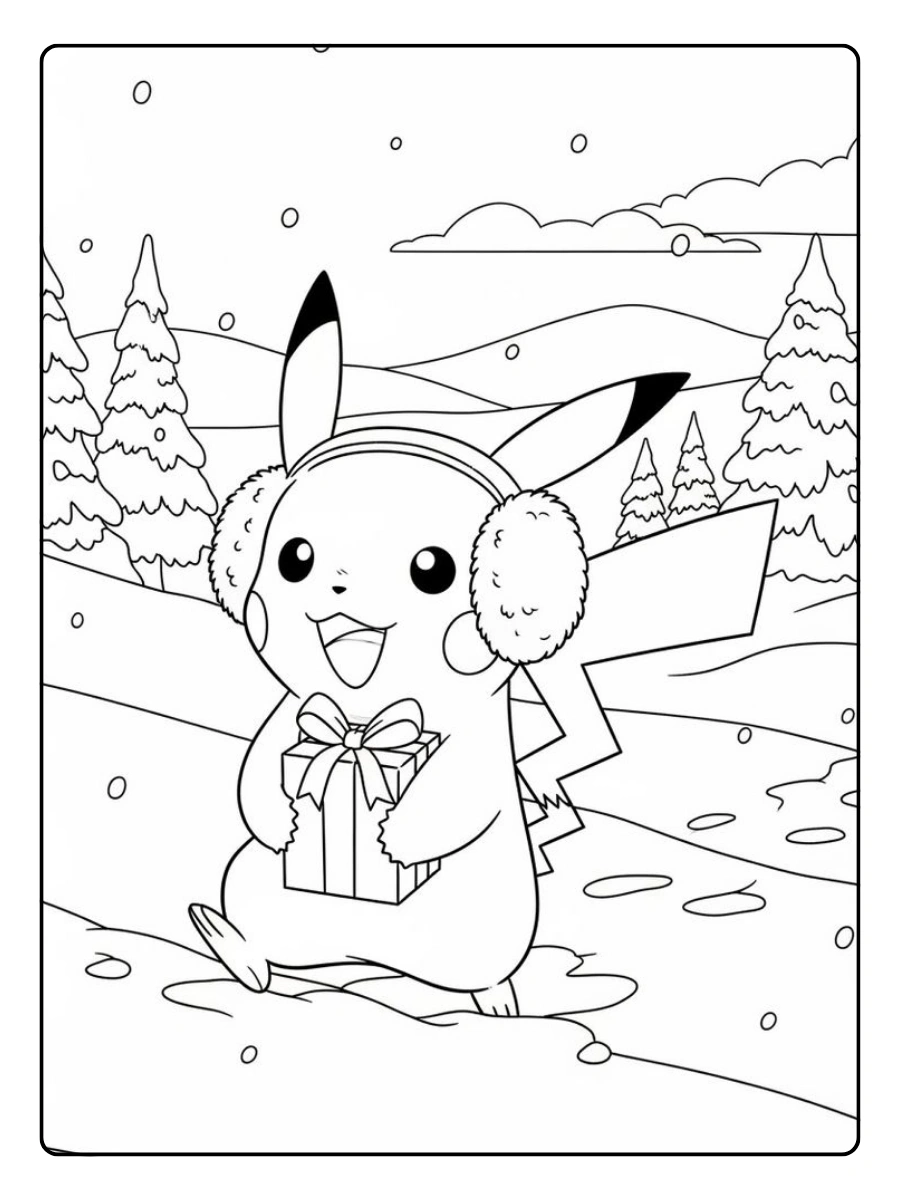 Coloriage Pokémon Noël Pikachu