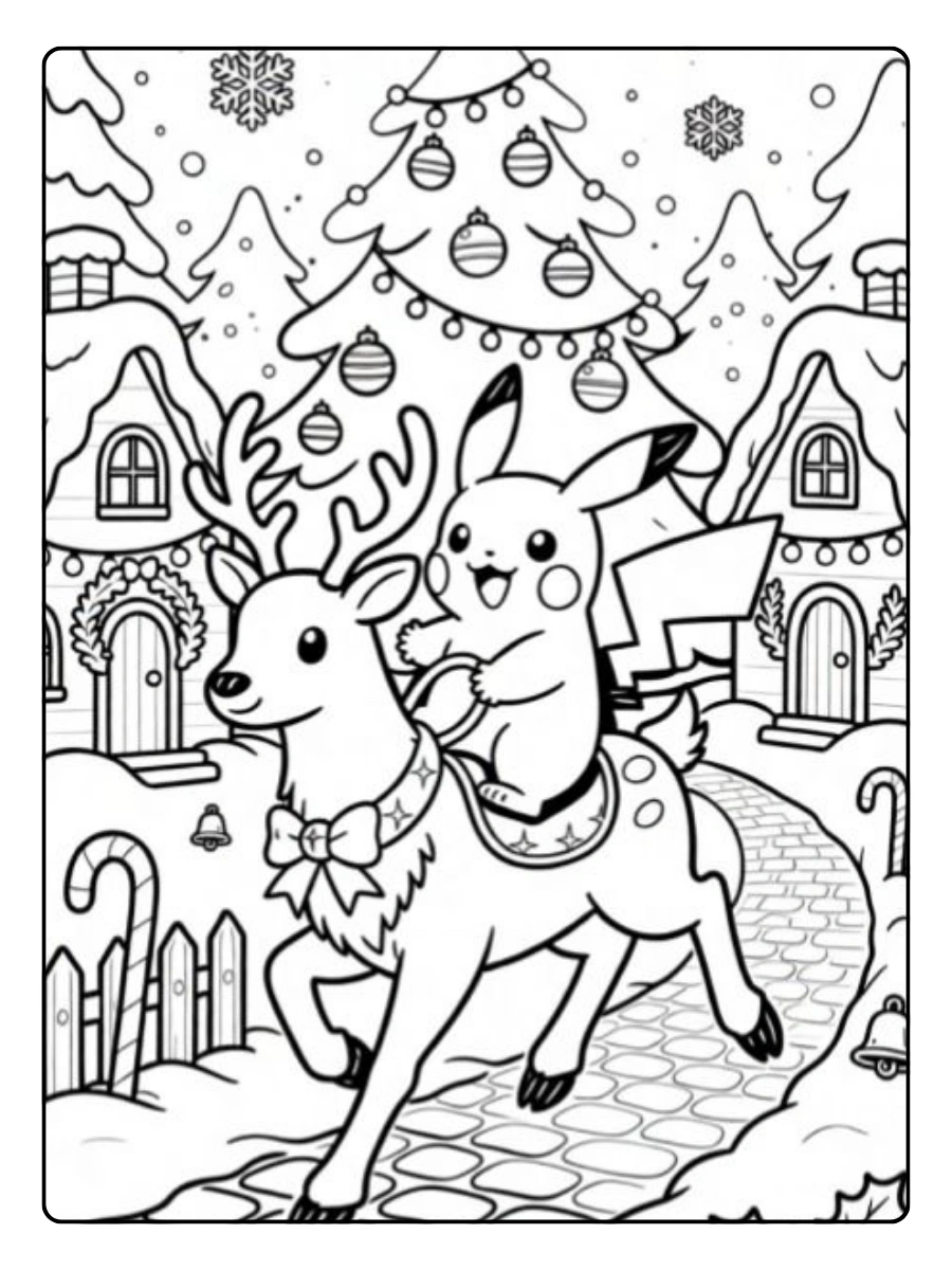 Coloriage Pokémon Noël décorations