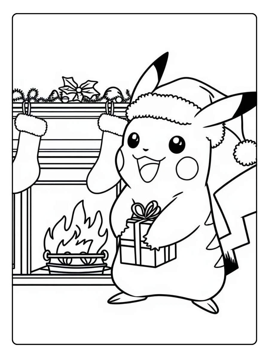 Coloriage Pokémon Noël fête d’hiver