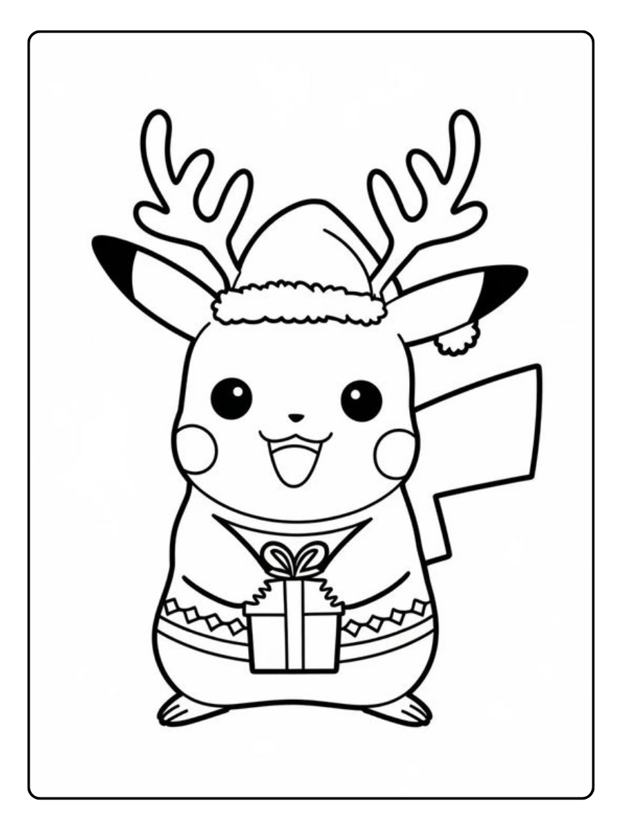 Coloriage Pokémon Noël pour maternelle