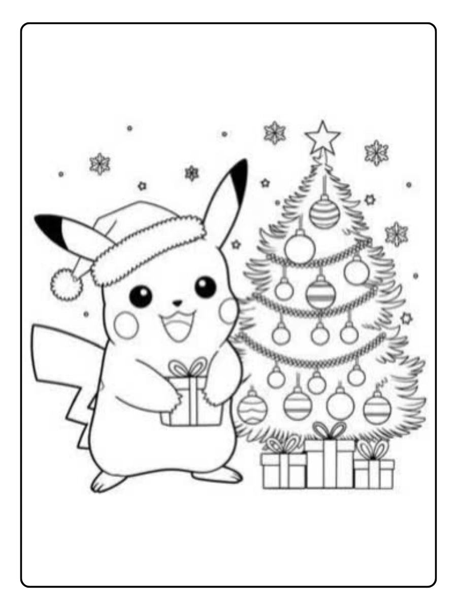 Coloriage Pokémon Noël réaliste