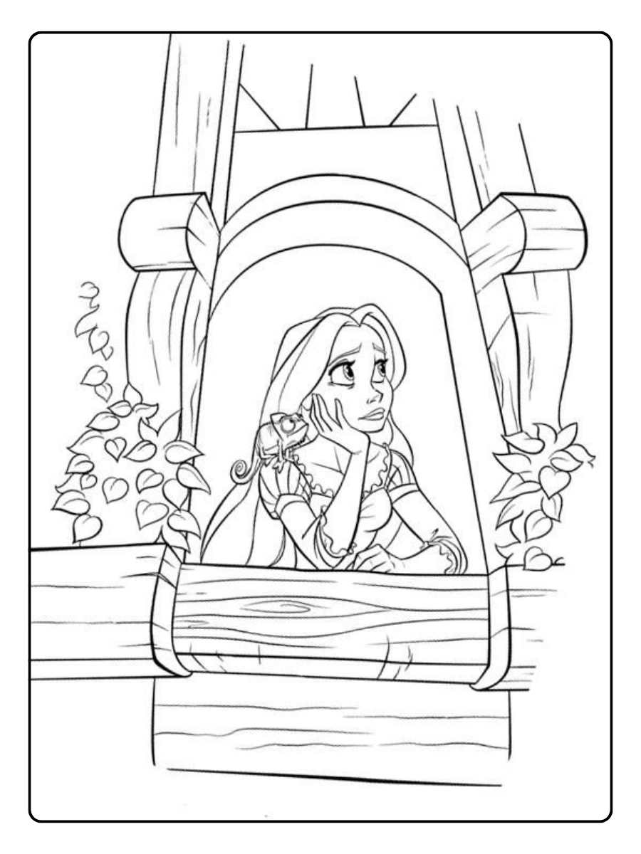 Coloriage Raiponce avec Pascal