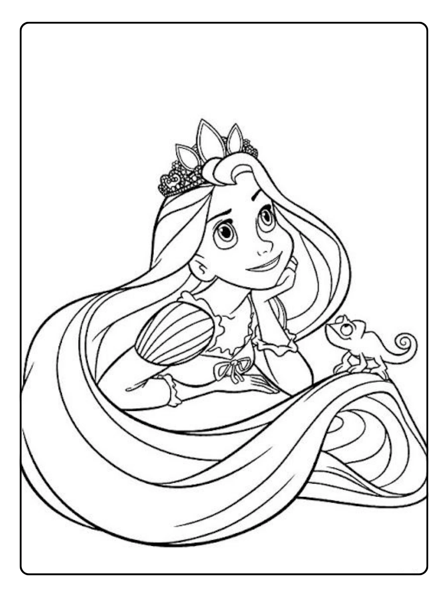 Coloriage Raiponce en conte de fées