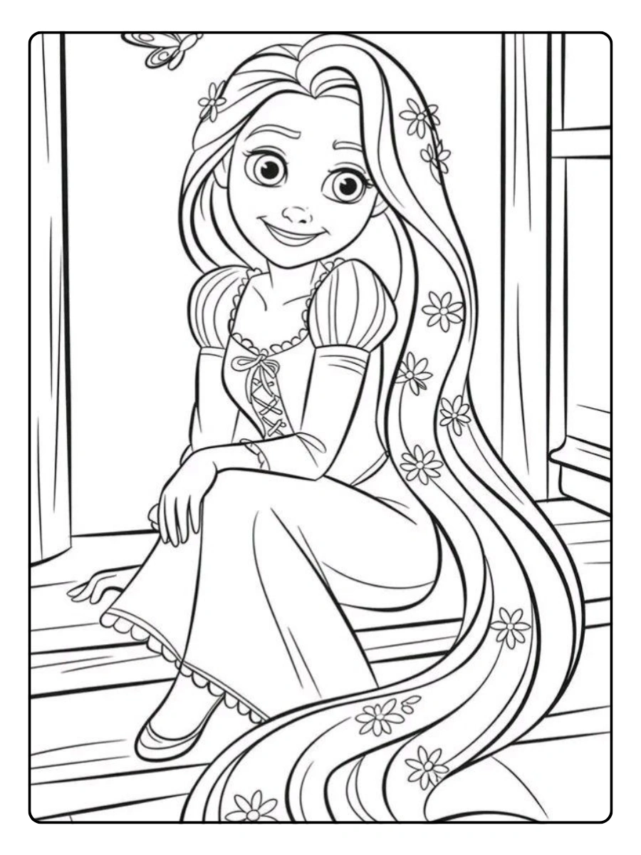 Coloriage Raiponce facile