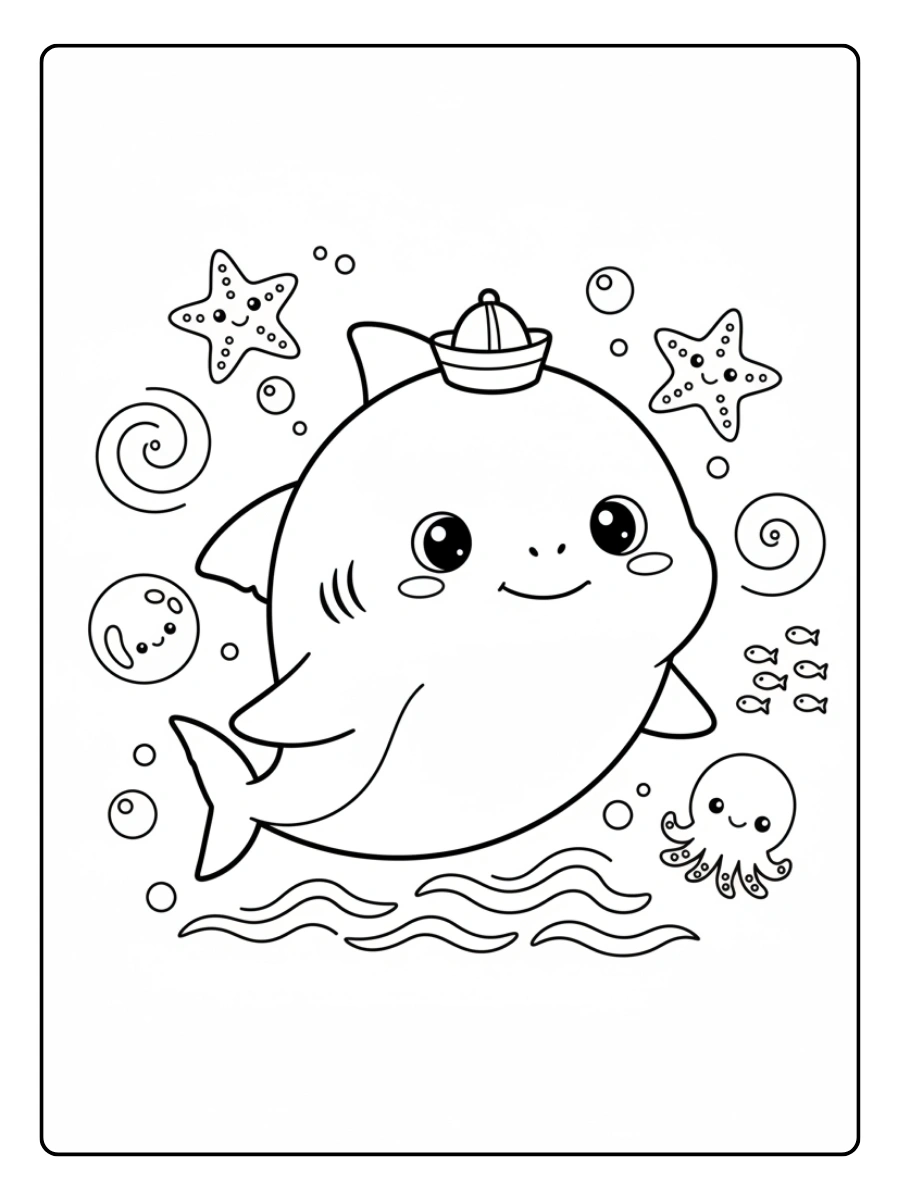 Coloriage Requin Bébé Mignon