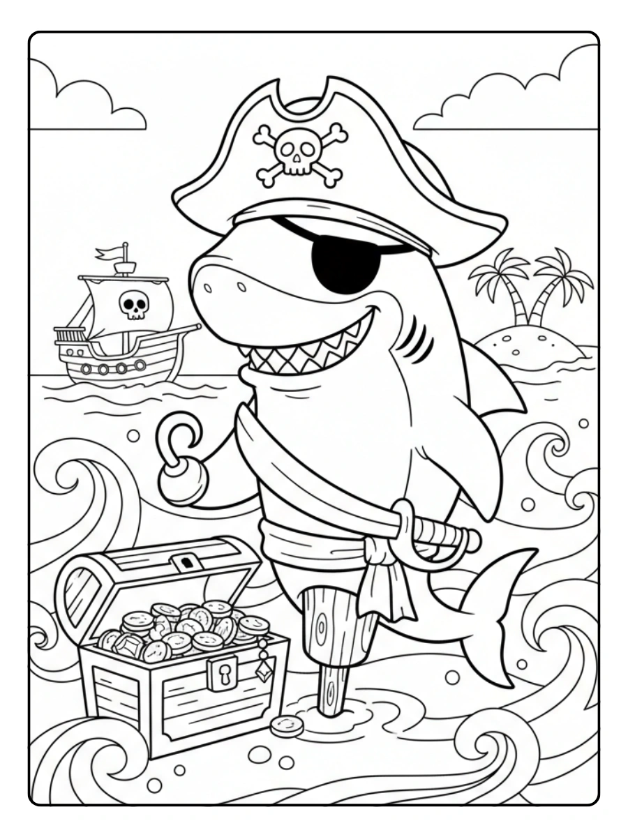 Coloriage Requin Pirate