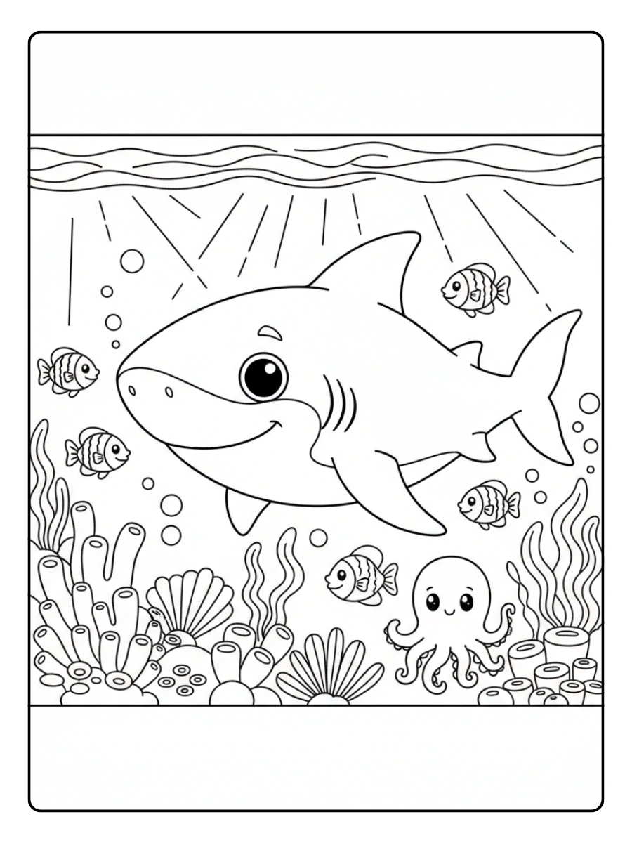 Coloriage Requin Sous l’Océan