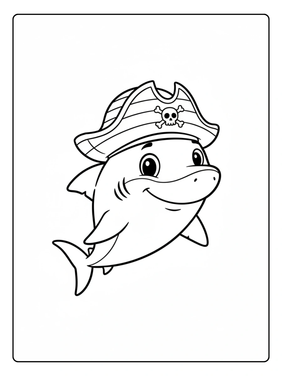Coloriage Requin avec Chapeau