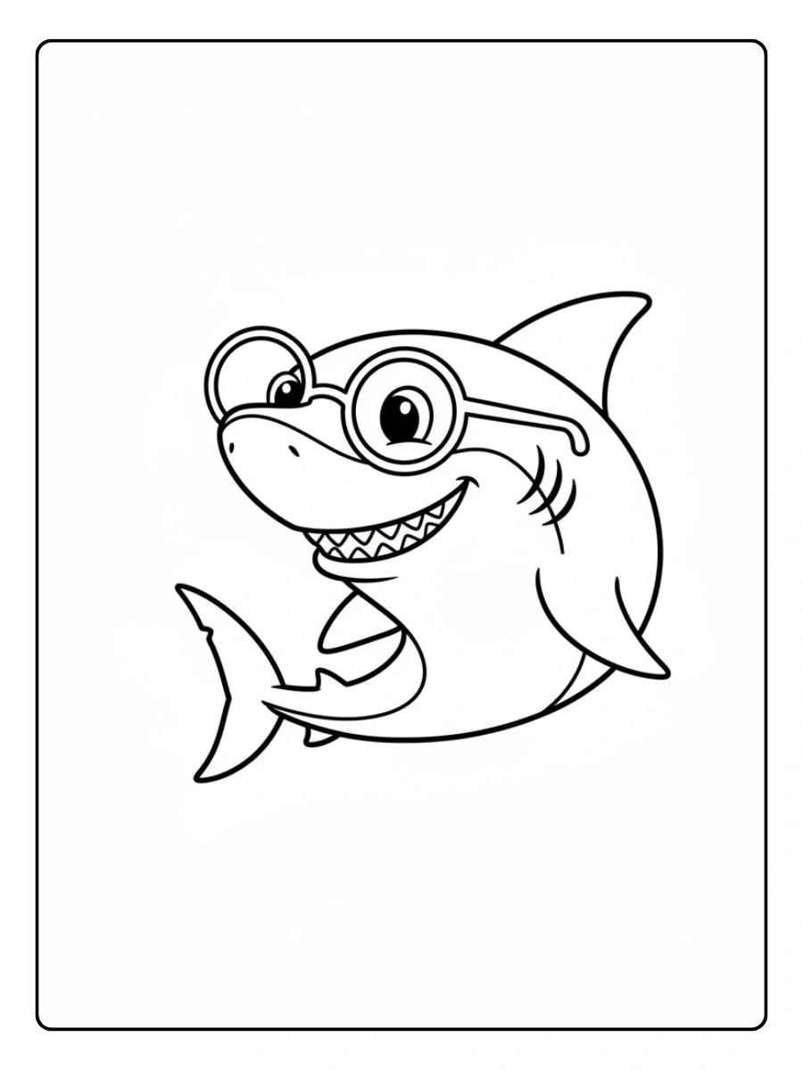Coloriage Requin avec Lunettes