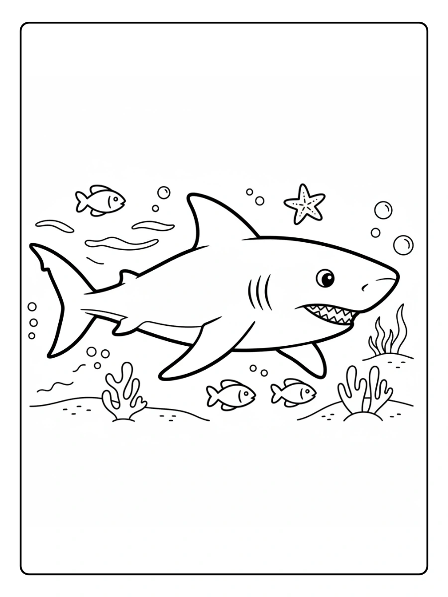 Coloriage Requin qui Nage