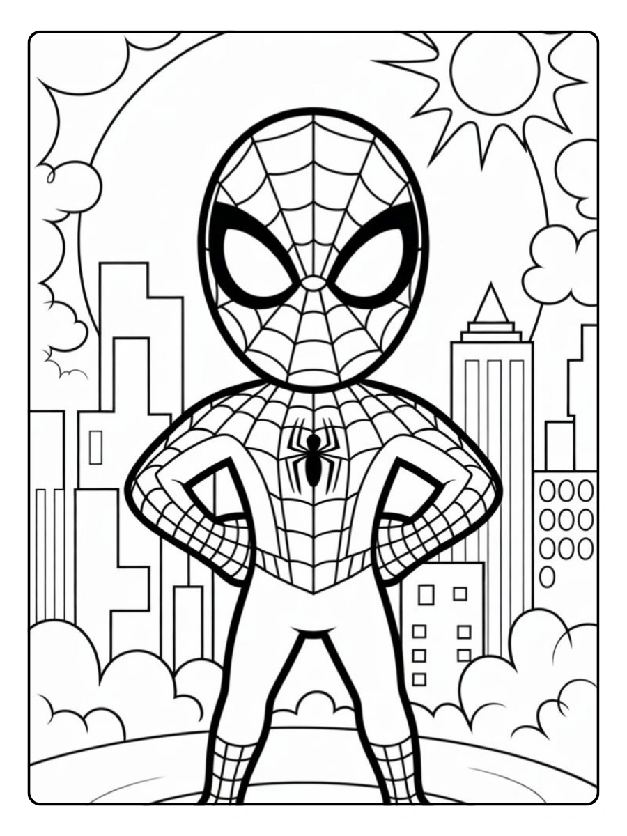 Coloriage Spiderman dans la ville
