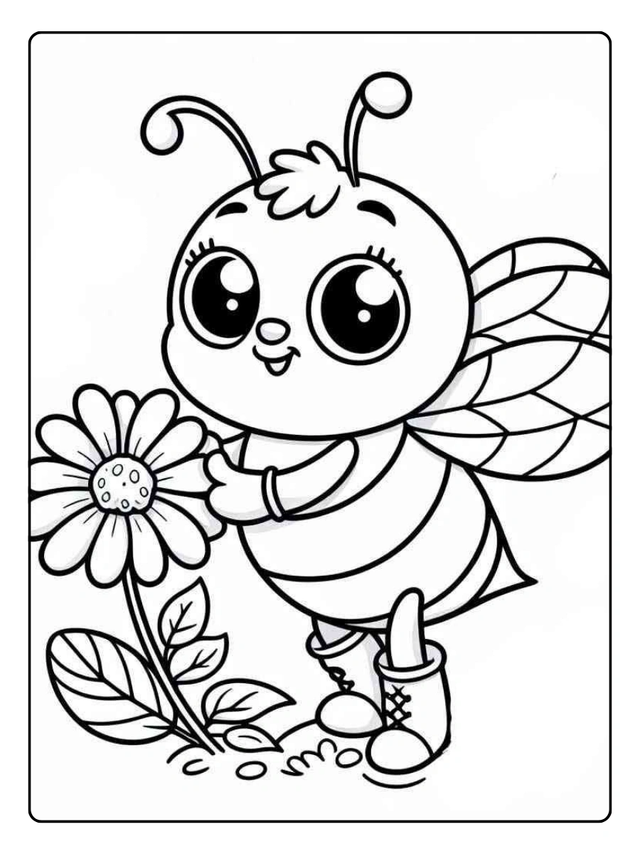Coloriage abeille en noir et blanc