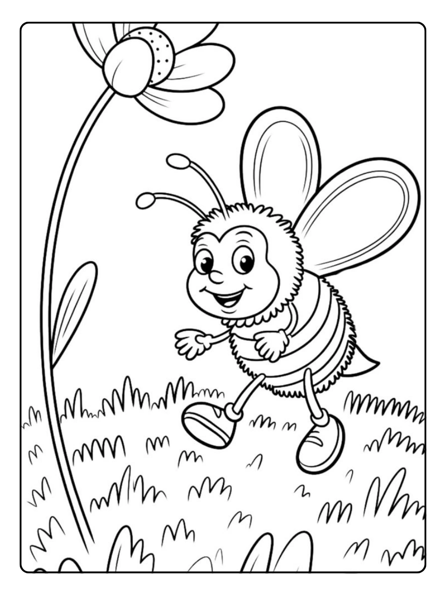 Coloriage abeille en vol