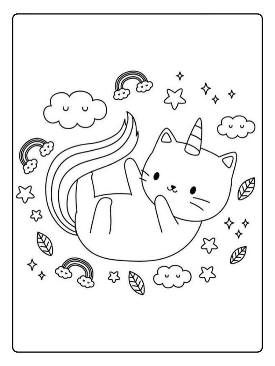 Coloriage chat licorne à imprimer