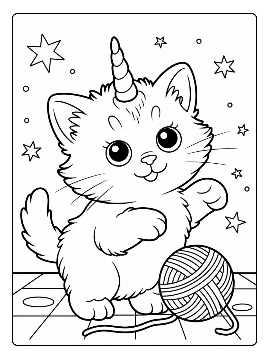 Coloriage chat licorne chibi