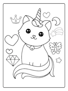 Coloriage chat licorne conte de fées