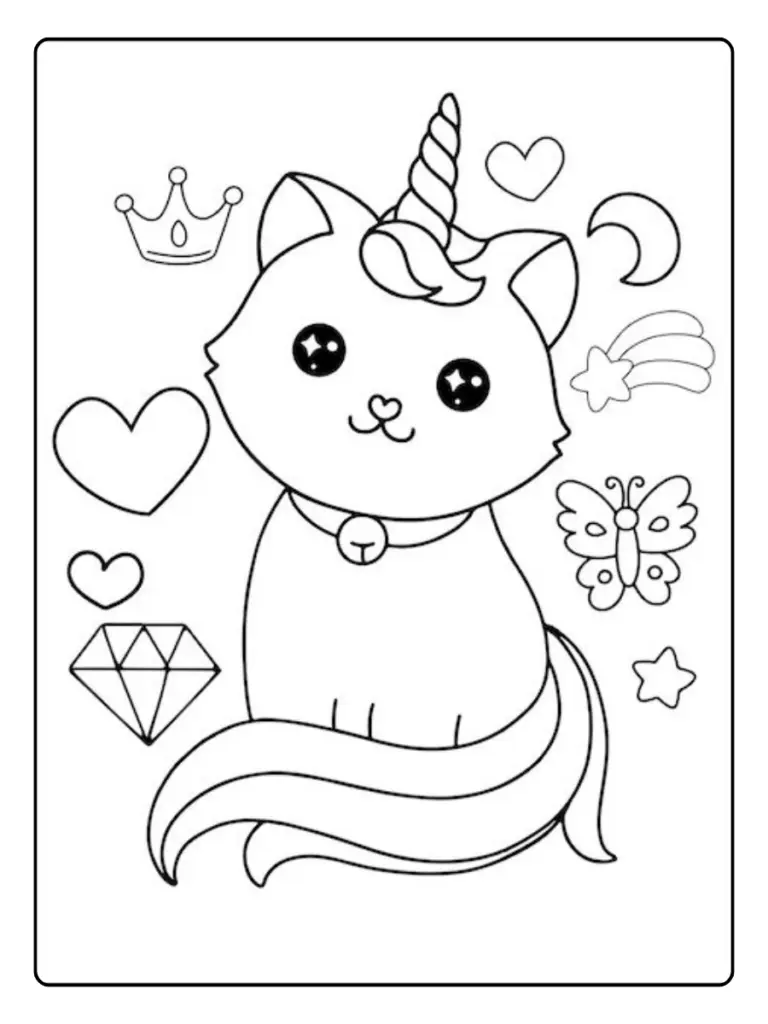 Coloriage chat licorne conte de fées