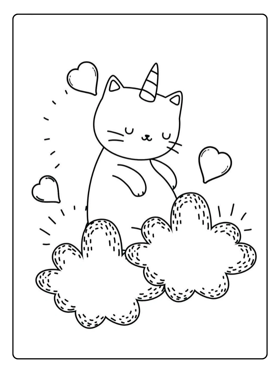 Coloriage chat licorne facile