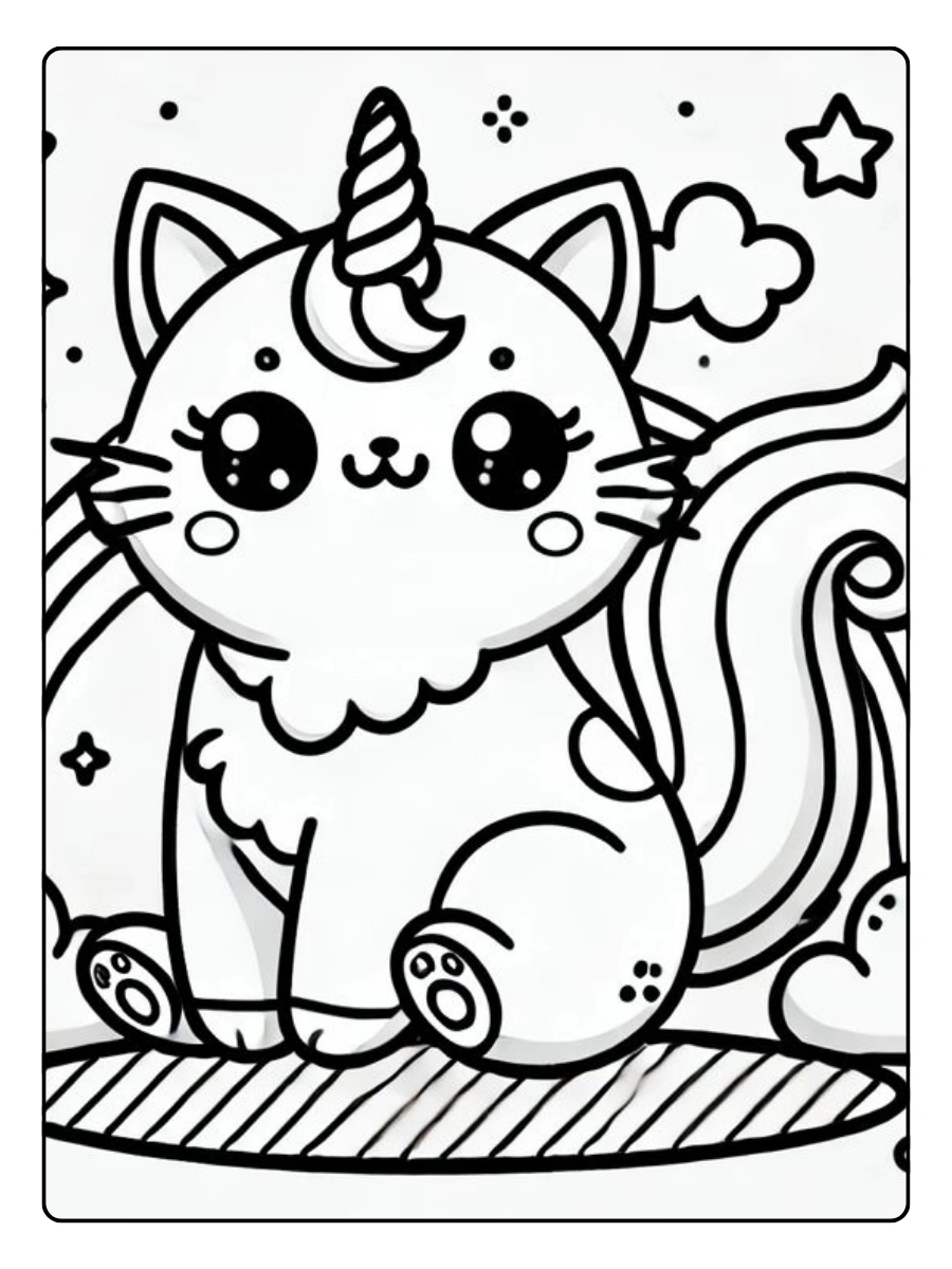 Coloriage chat licorne kawaii