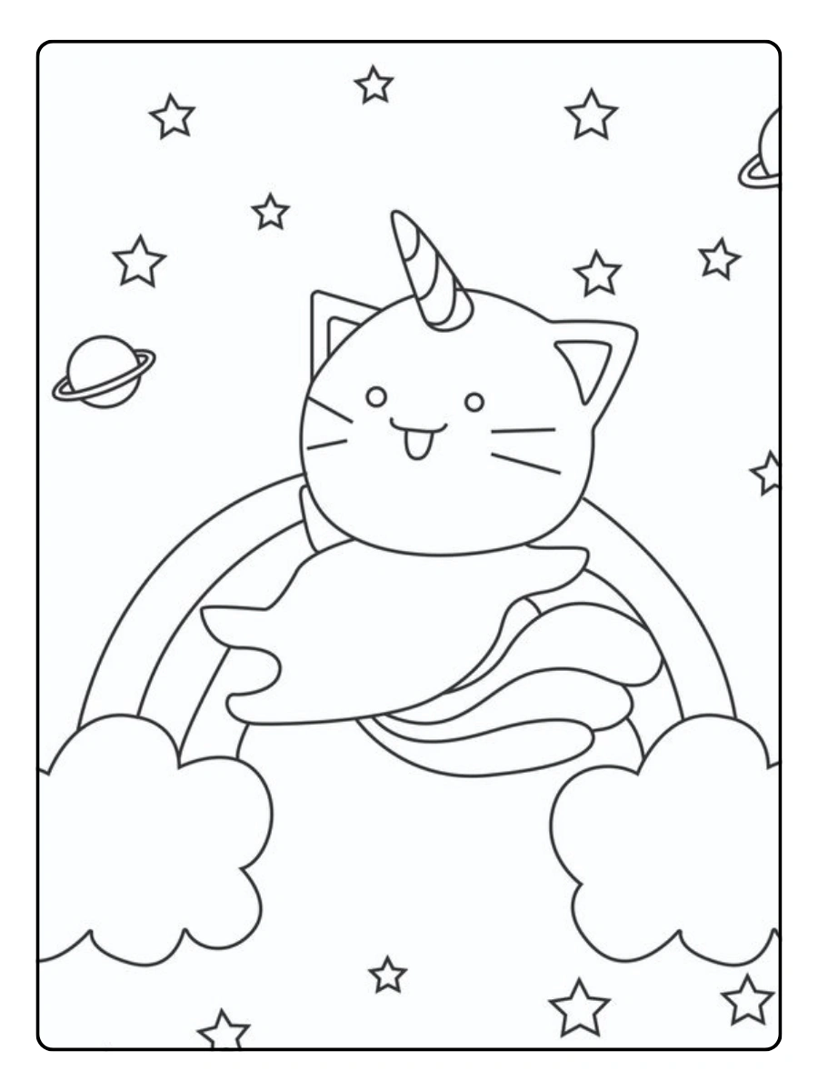 Coloriage chat licorne mignon